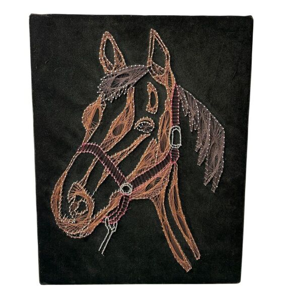 Vintage Horse Head Nail and Thread Art Handmade - Picture 1 of 6